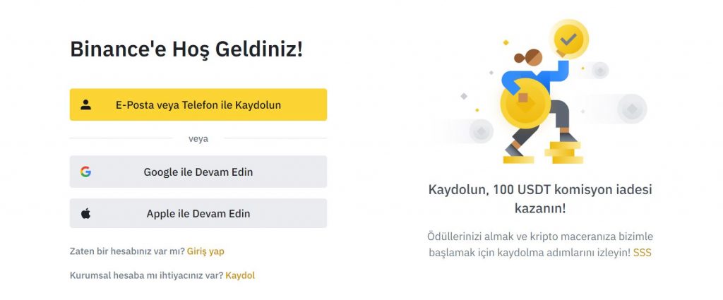 binance kayıt